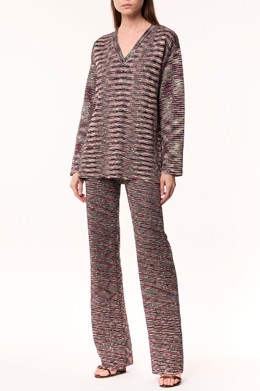 MISSONI-Paillette Sequin Flare Trouser-
