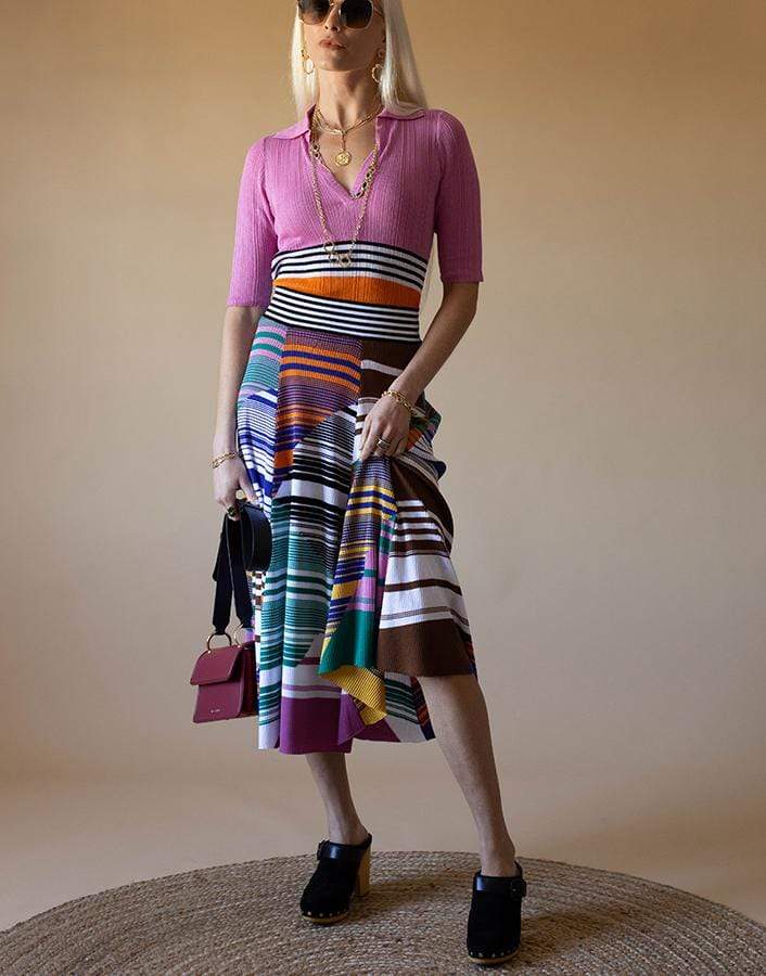 MISSONI-Elastic Waist Color Block Skirt-