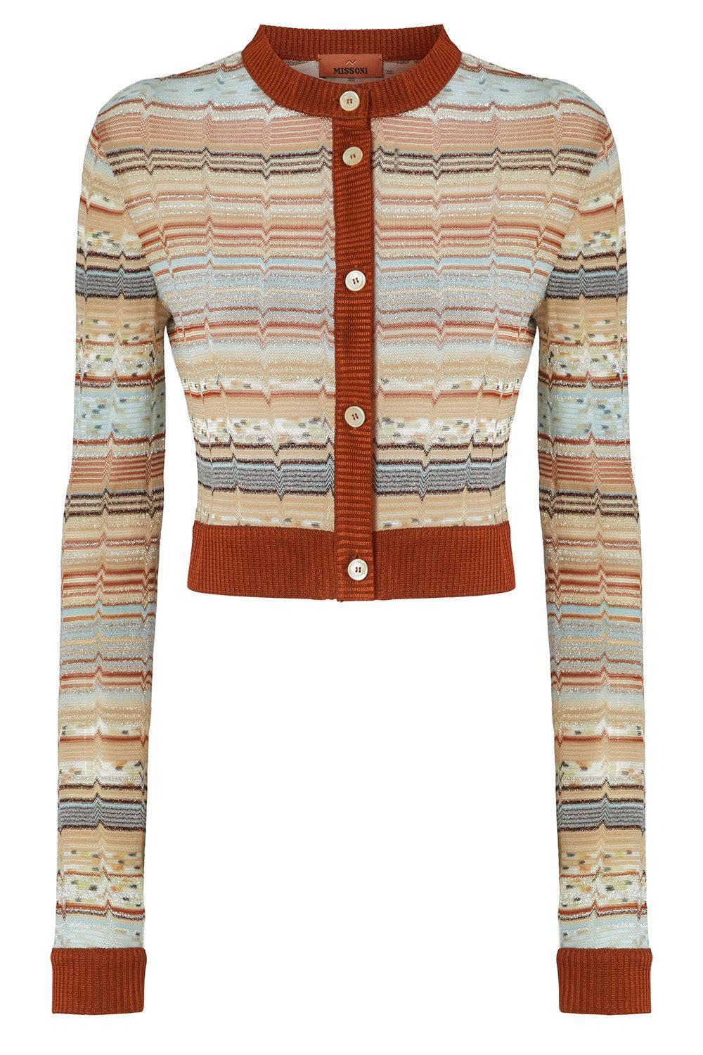 Multi Tones Button Cardigan-BRNCRGRY-40-CLOTHINGTOPCARDIGAN-MISSONI