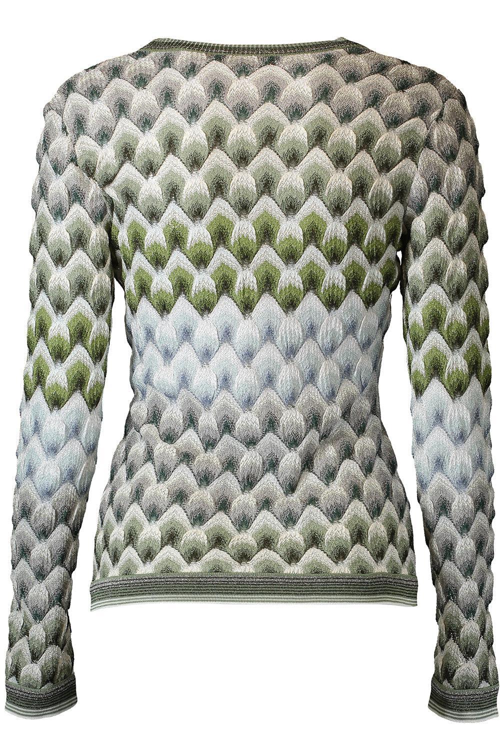 Buttoned Cardigan - Green Light Blue White-GEOMETRC-40-CLOTHINGTOPCARDIGAN-MISSONI