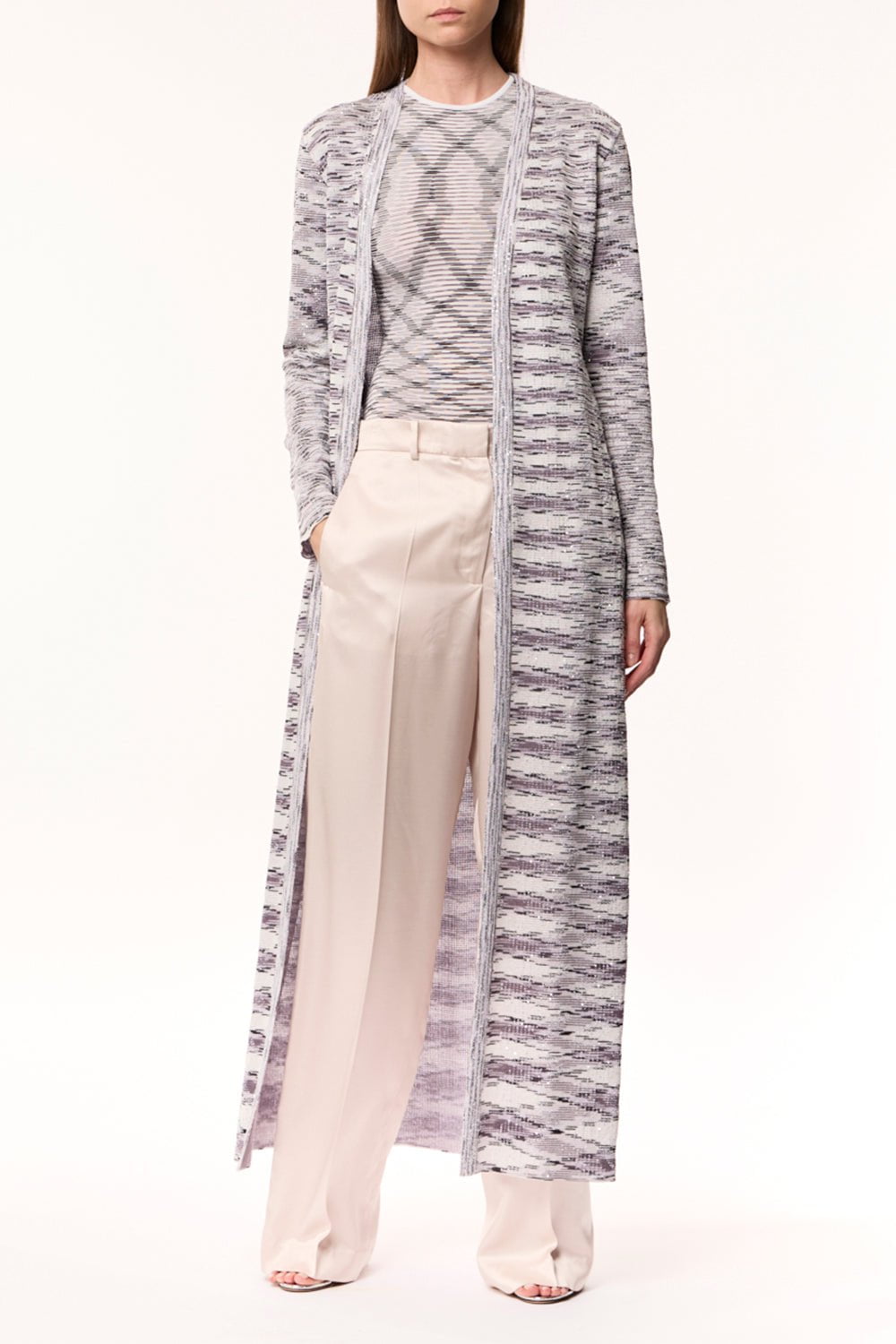MISSONI-Knit Weave Sequin Long Cardigan-