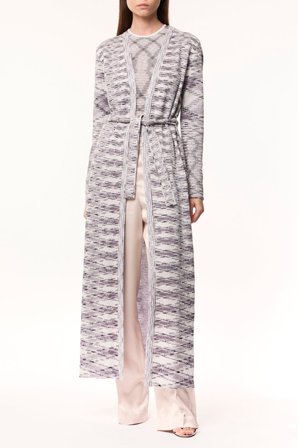 MISSONI-Knit Weave Sequin Long Cardigan-
