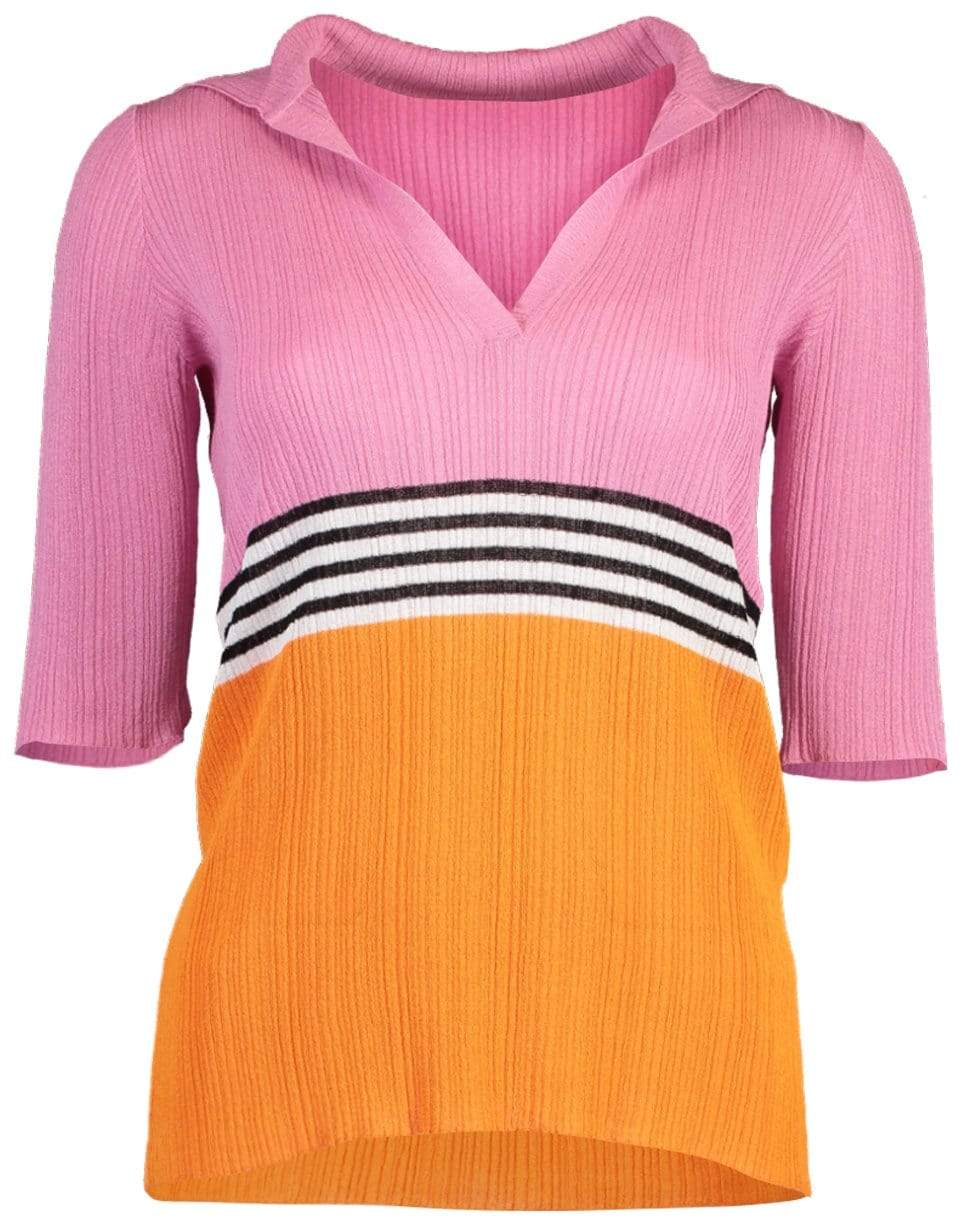 MISSONI-Striped Polo-PNK/ORNG
