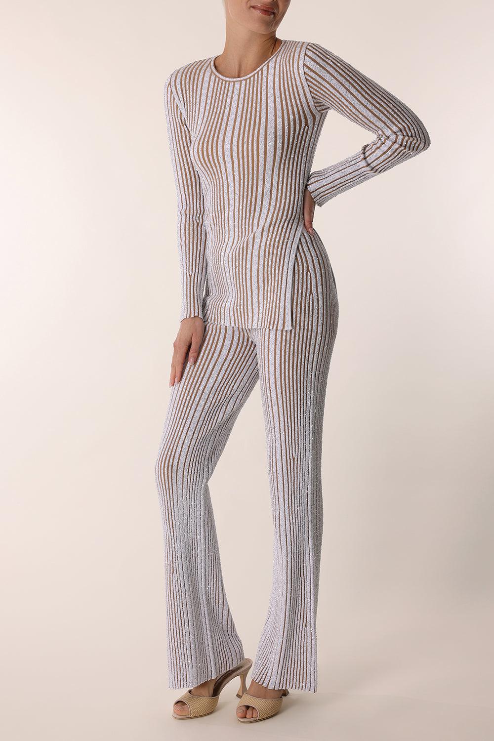 Crewneck Sweater-WHT/BGE-40-CLOTHINGTOPSWEATER-MISSONI