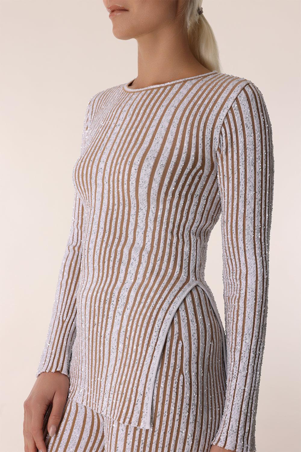 Crewneck Sweater-WHT/BGE-40-CLOTHINGTOPSWEATER-MISSONI