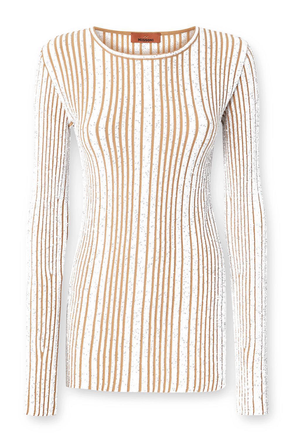Crewneck Sweater-WHT/BGE-40-CLOTHINGTOPSWEATER-MISSONI