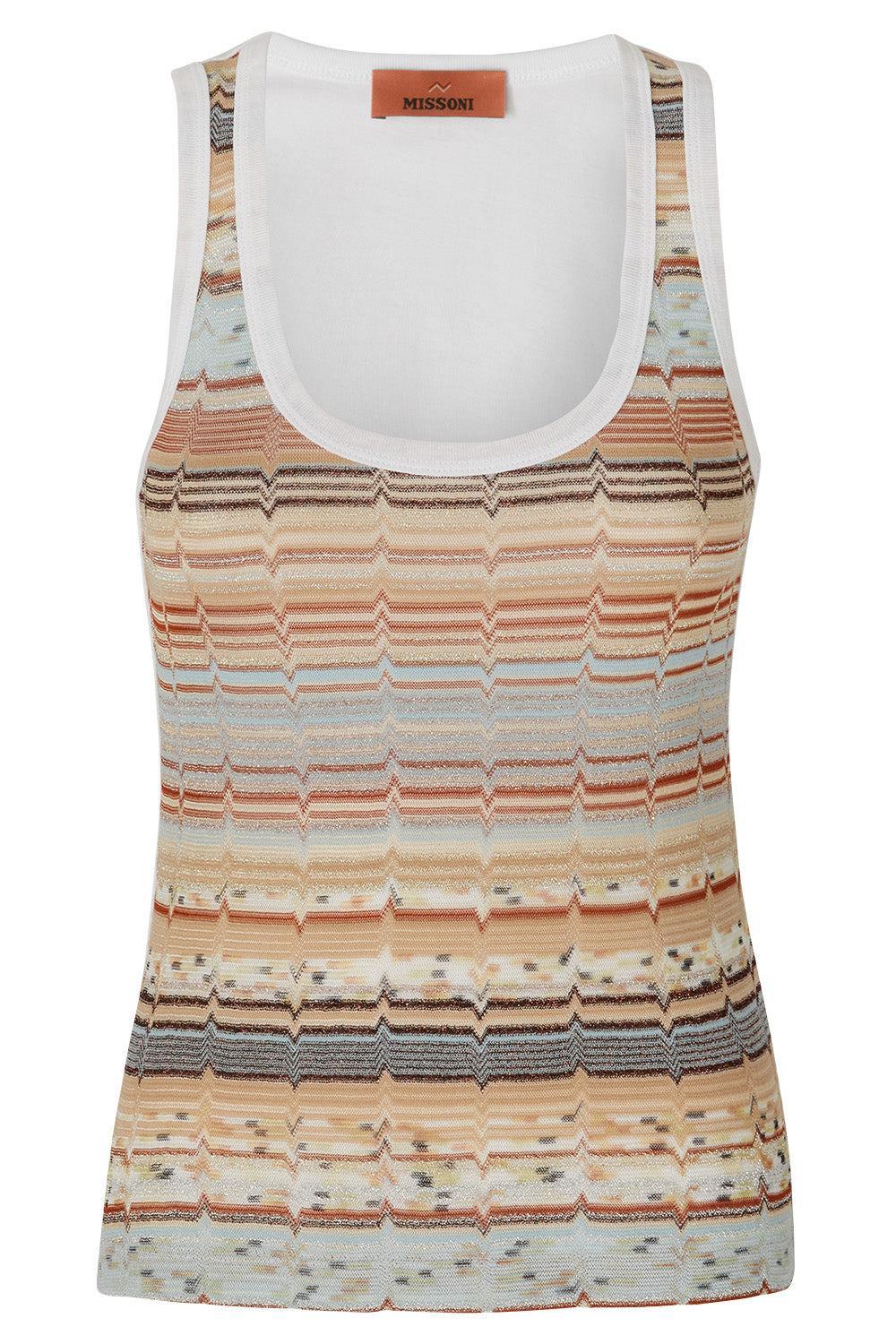 Knitted Insert Motif Tank-WHBRGRYC-XS-CLOTHINGTOPTANK-MISSONI