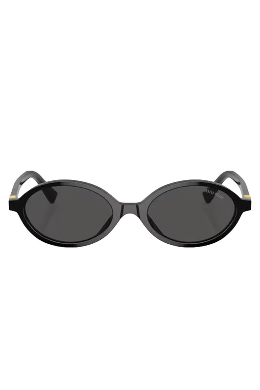 Oval Frame Sunglasses-BLACK-ACCESSORIESUNGLASSES-MIU MIU