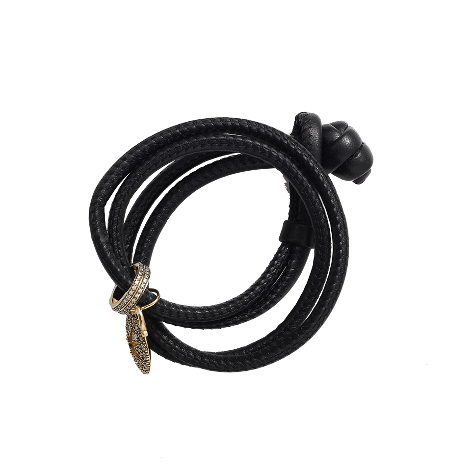 MIZUKI-Diamond Star Leather Wrap Bracelet/Choker-YELLOW GOLD