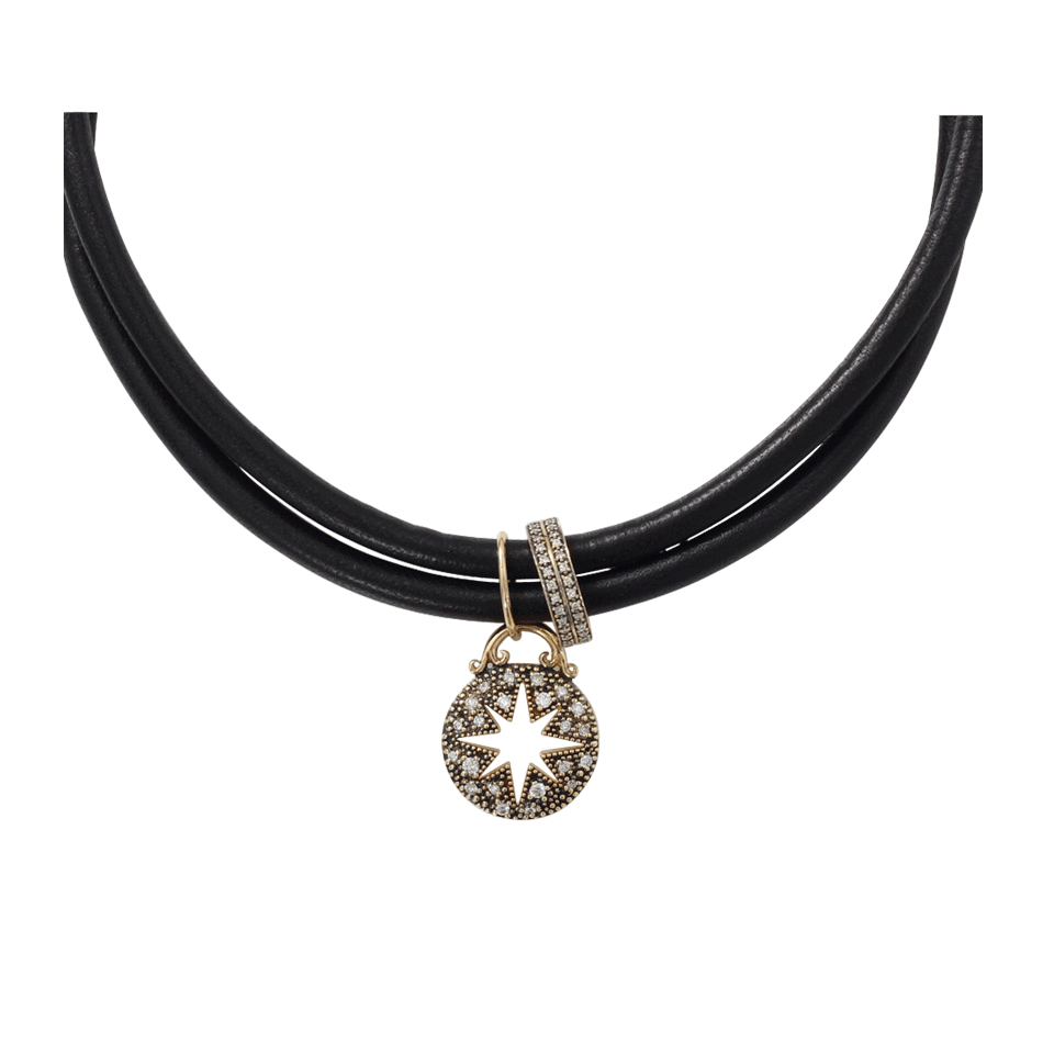 MIZUKI-Diamond Star Leather Wrap Bracelet/Choker-YELLOW GOLD