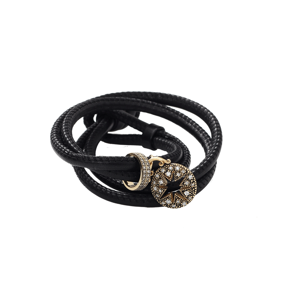 MIZUKI-Diamond Star Leather Wrap Bracelet/Choker-YELLOW GOLD