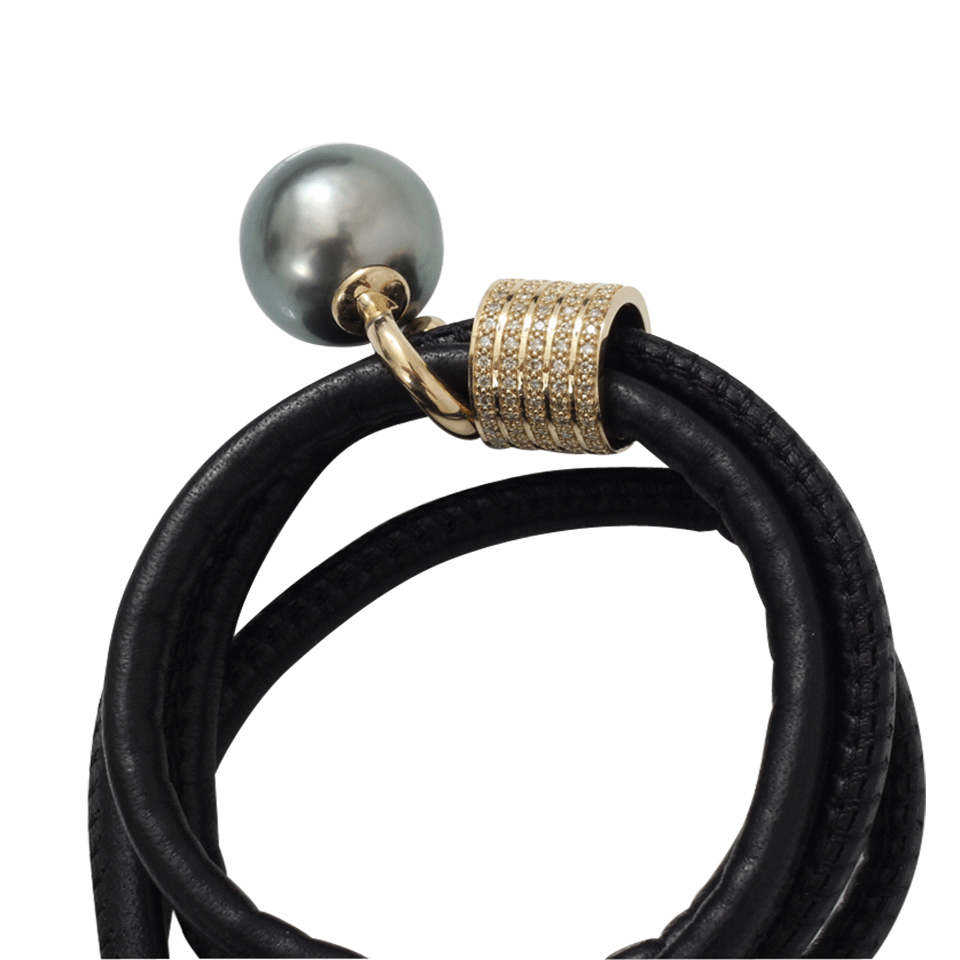 MIZUKI-Pearl And Diamond Slider Wrap Bracelet/Choker-YELLOW GOLD