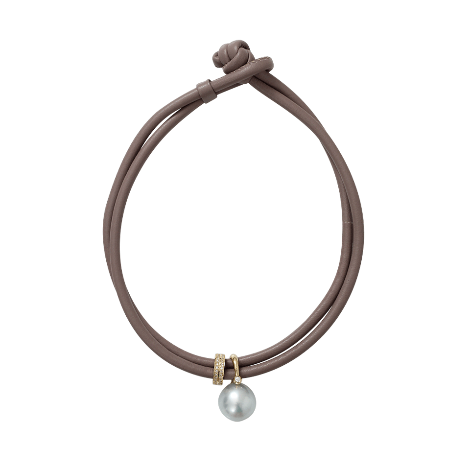 MIZUKI-Pearl And Diamond Slider Wrap Bracelet/Choker-YELLOW GOLD