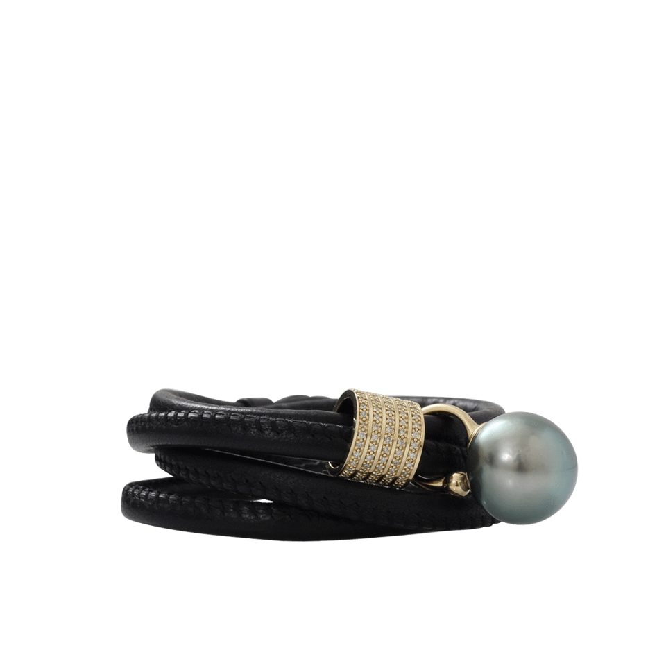 MIZUKI-Pearl And Diamond Slider Wrap Bracelet/Choker-YELLOW GOLD