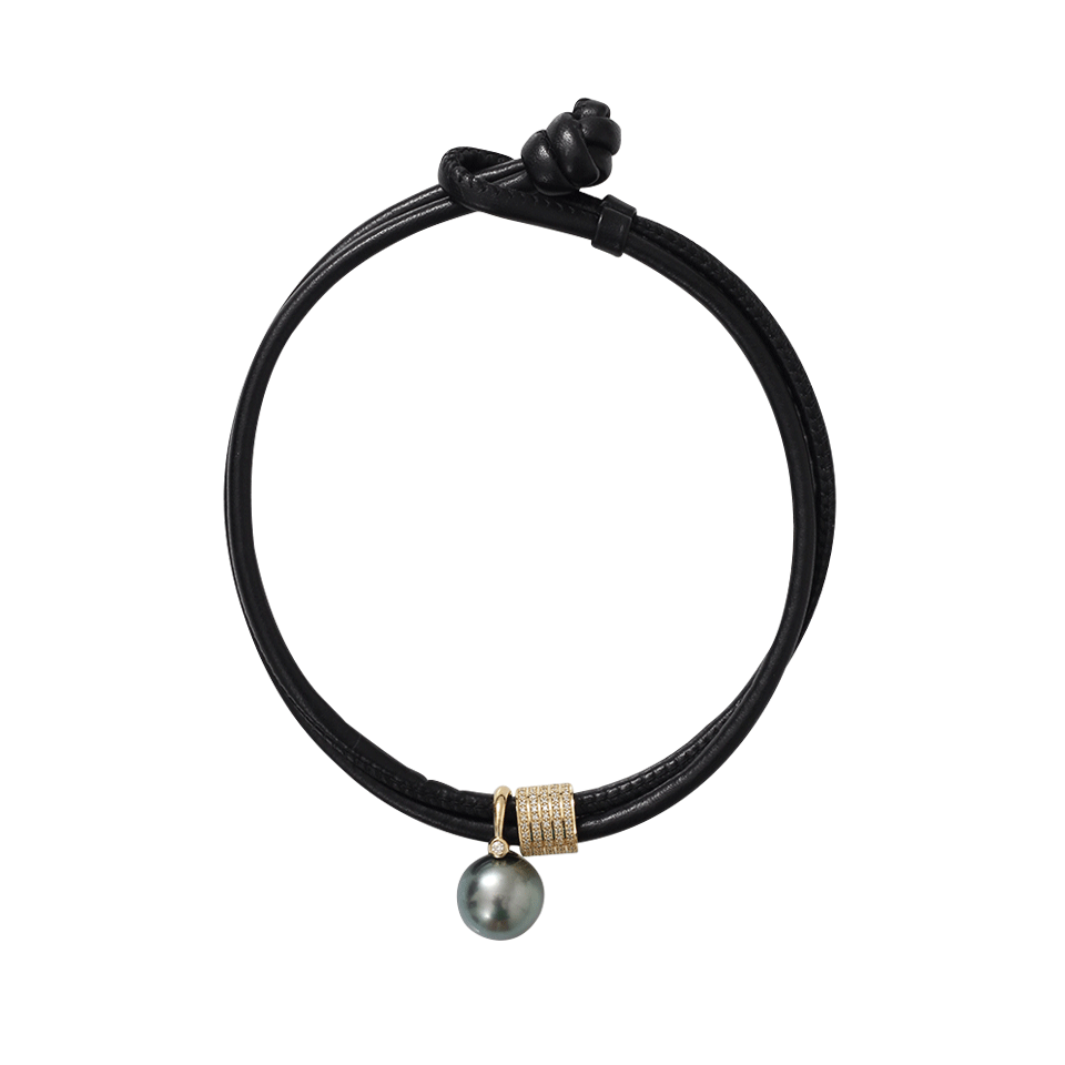 MIZUKI-Pearl And Diamond Slider Wrap Bracelet/Choker-YELLOW GOLD