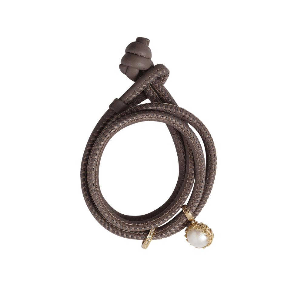 MIZUKI-Pearl And Slider Wrap Bracelet-YELLOW GOLD