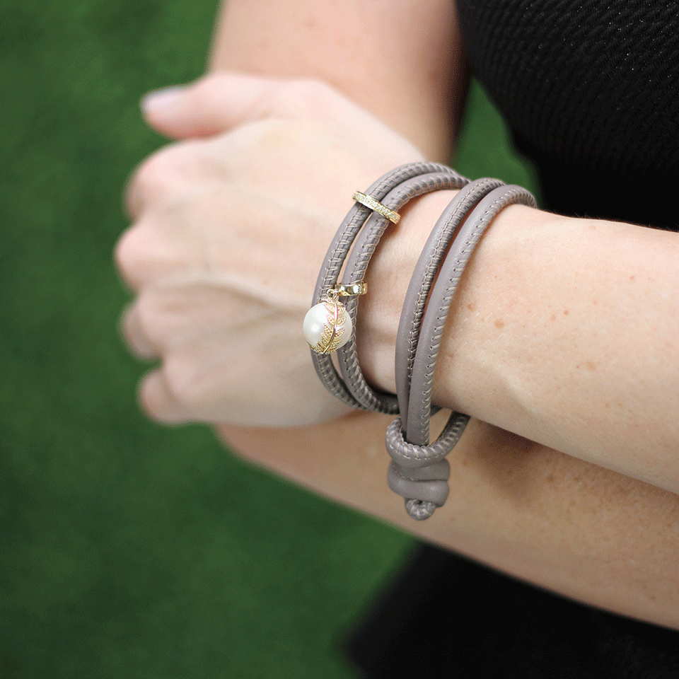 MIZUKI-Pearl And Slider Wrap Bracelet-YELLOW GOLD