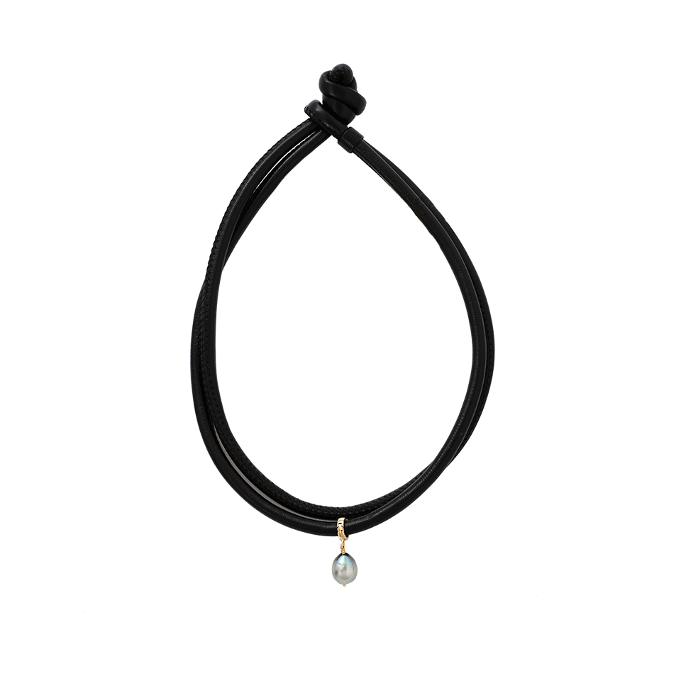 MIZUKI-Pearl Leather Wrap Bracelet/Choker-YELLOW GOLD