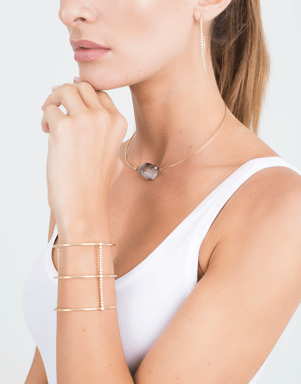 MIZUKI-Diamond Bar Gladiator Cuff-YELLOW GOLD