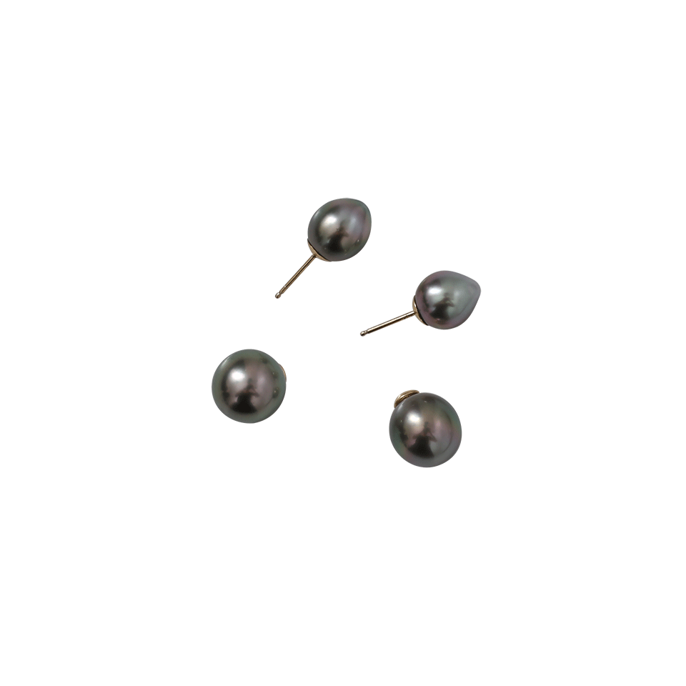 MIZUKI-Back To Back Tahitian Pearl Earrings-YELLOW GOLD