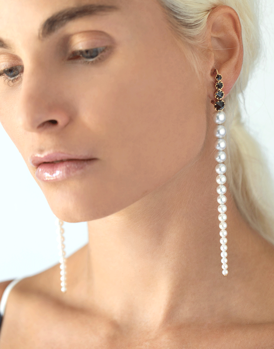 MIZUKI-Cascading Pearl and Diamond Earrings-YELLOW GOLD