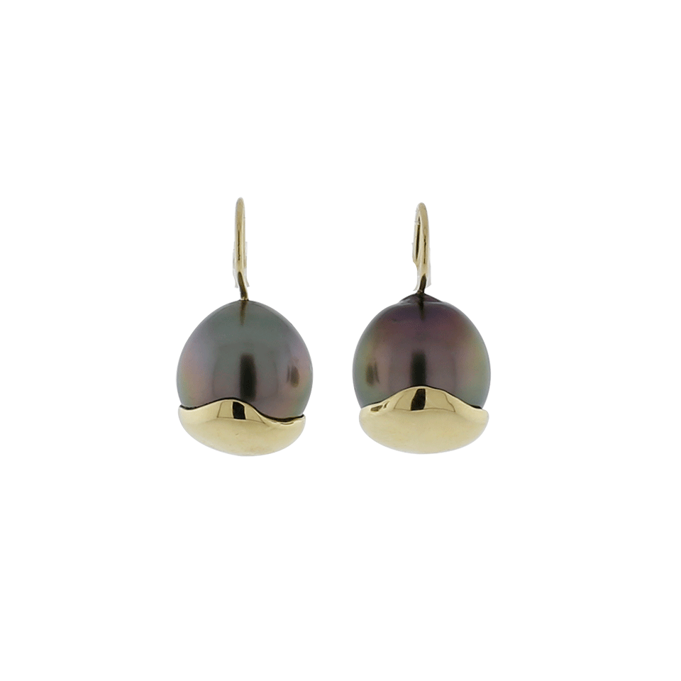 MIZUKI-Fluid Gold Tahitian Pearl Drop Earrings-YELLOW GOLD