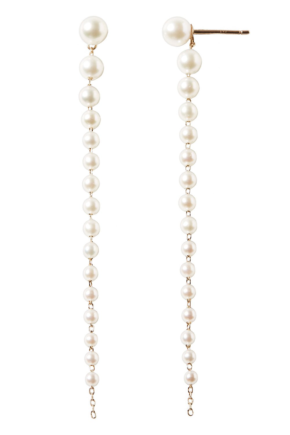 MIZUKI-Graduated Akoya Pearl Drop Earrings-YELLOW GOLD