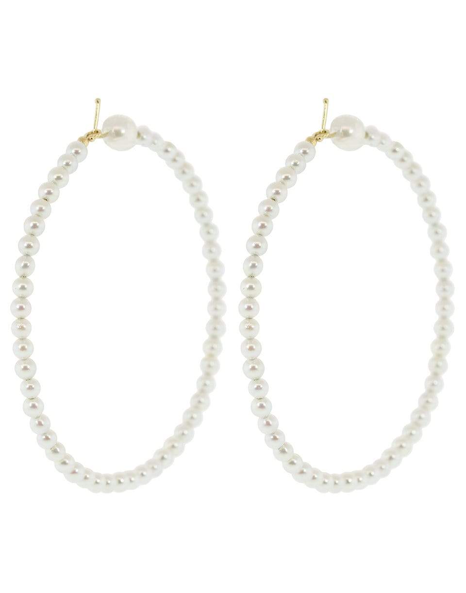 MIZUKI-Medium Pearl Lined Hoops-YELLOW GOLD
