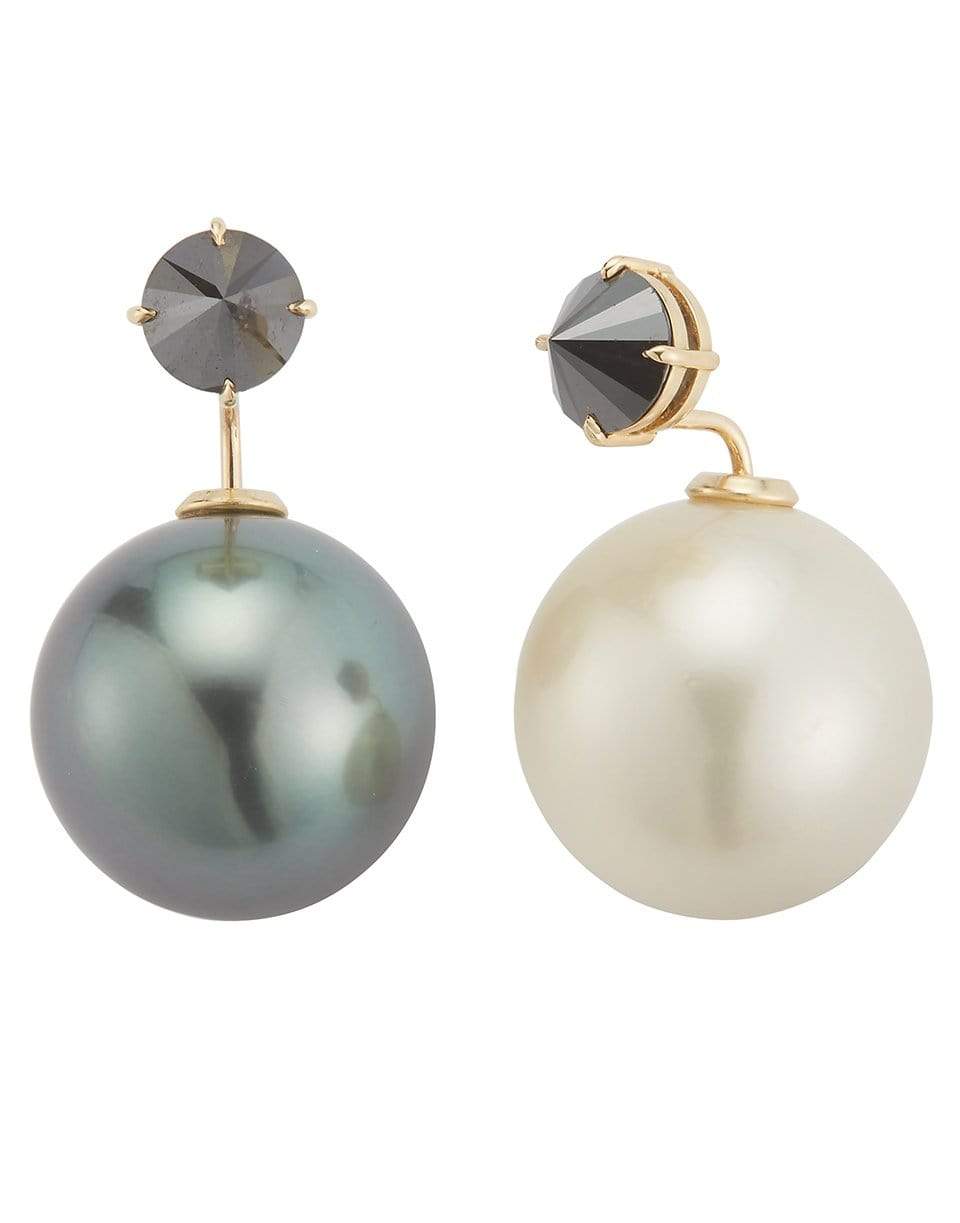 MIZUKI-Tahitian and Ivory South Sea Pearl Earrings-YELLOW GOLD