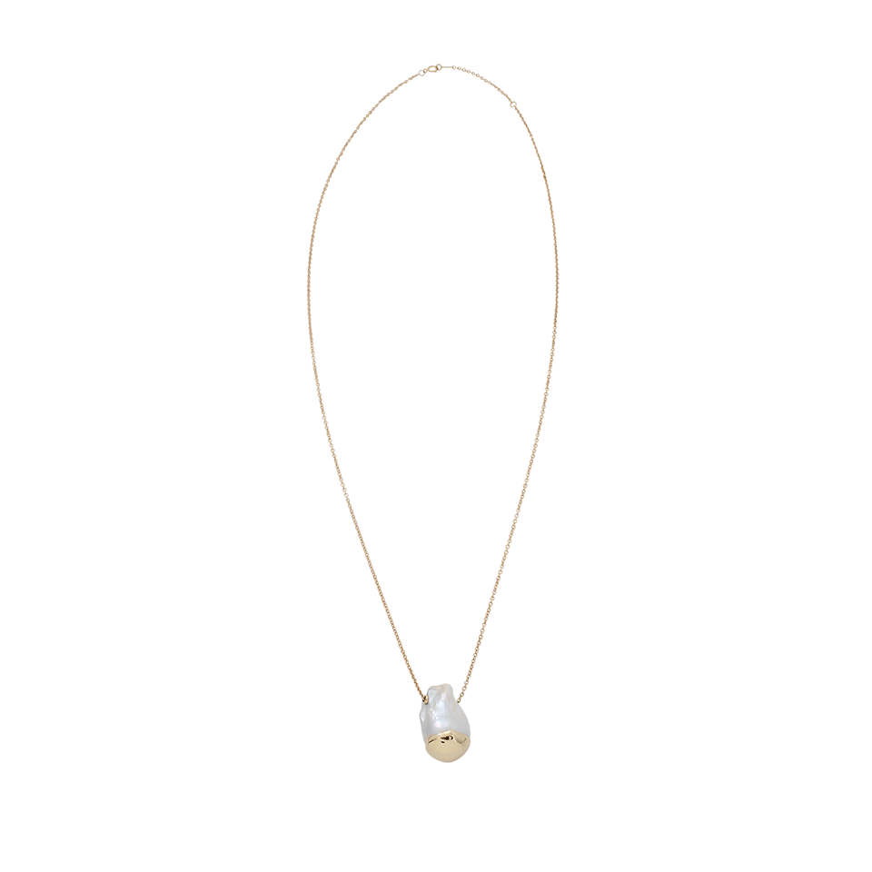 MIZUKI-Fluid Gold Pearl Slide Solitaire Necklace-YELLOW GOLD
