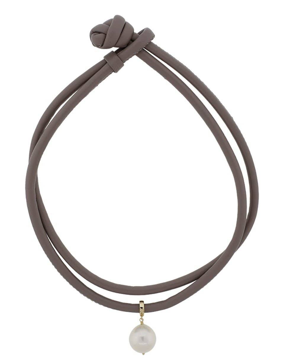 MIZUKI-Freshwater Pearl Clip On Leather Wrap-YELLOW GOLD