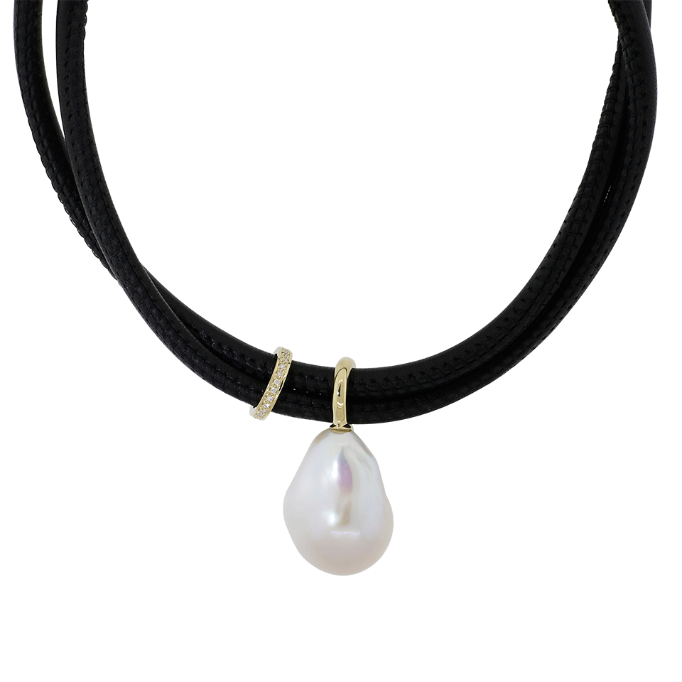 MIZUKI-Pearl And Diamond Slider Wrap Bracelet/Choker-YELLOW GOLD