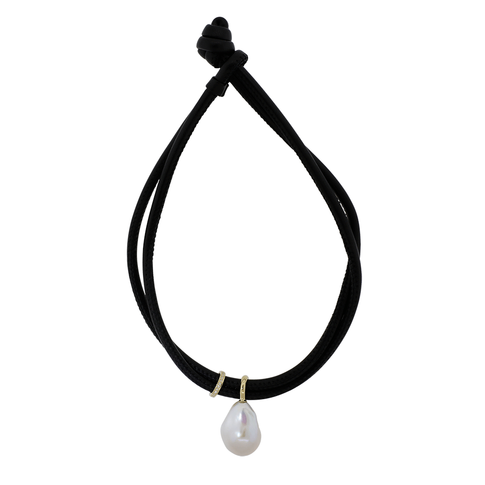MIZUKI-Pearl And Diamond Slider Wrap Bracelet/Choker-YELLOW GOLD