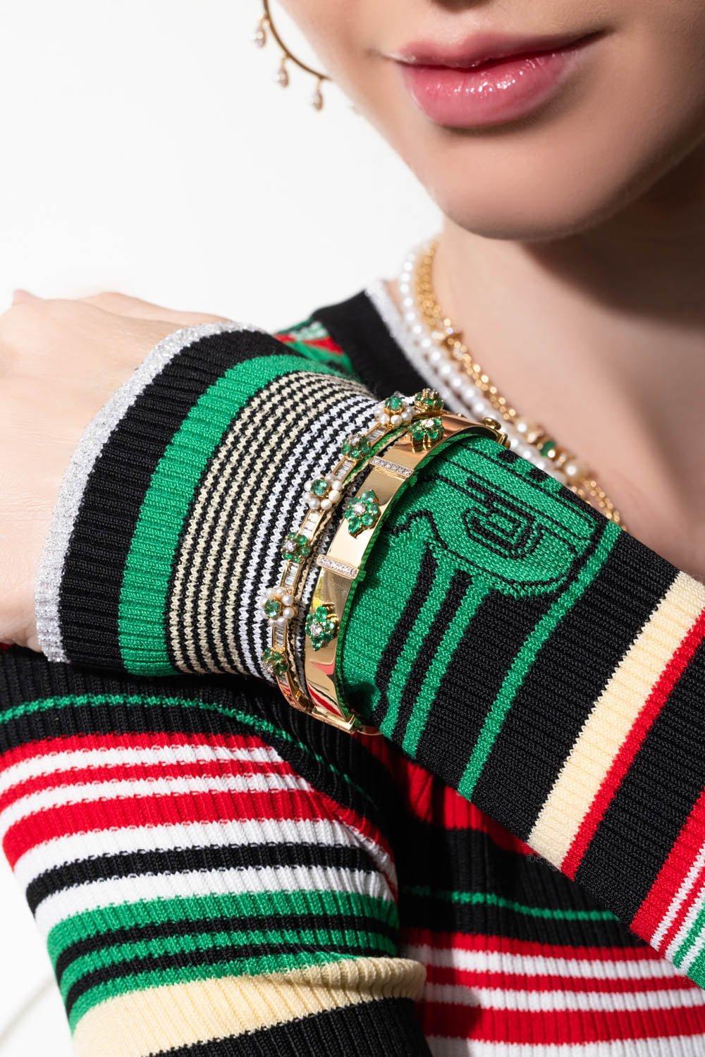 MOKSH-Emerald Kyoto Bracelet-YELLOW GOLD