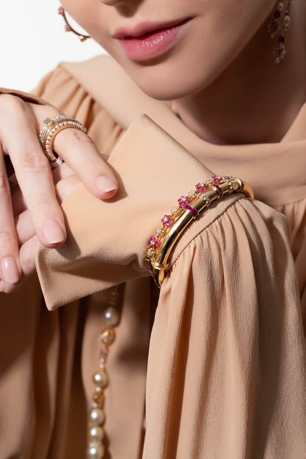 MOKSH-Ruby Diamond Paro Bracelet-YELLOW GOLD