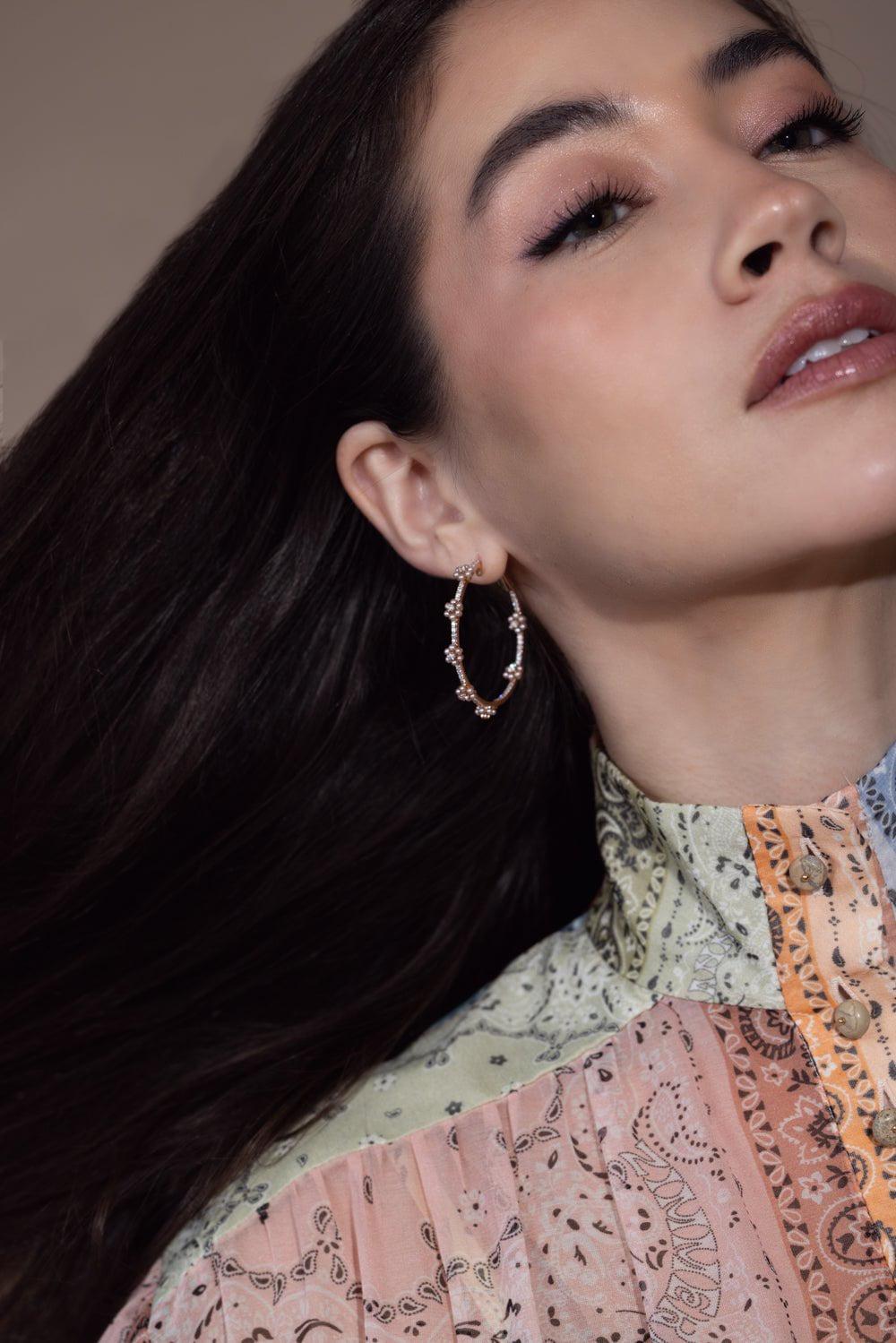 MOKSH-Day Dream Flower Hoop Earrings-