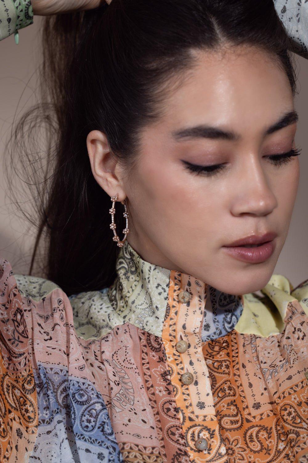 MOKSH-Day Dream Flower Hoop Earrings-