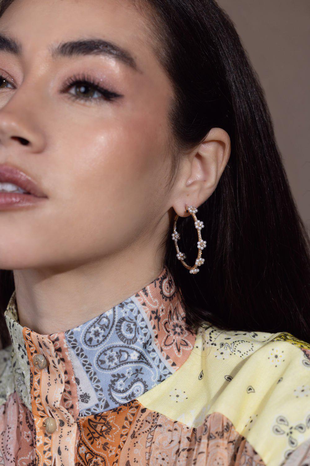 MOKSH-Day Dream Flower Hoop Earrings-