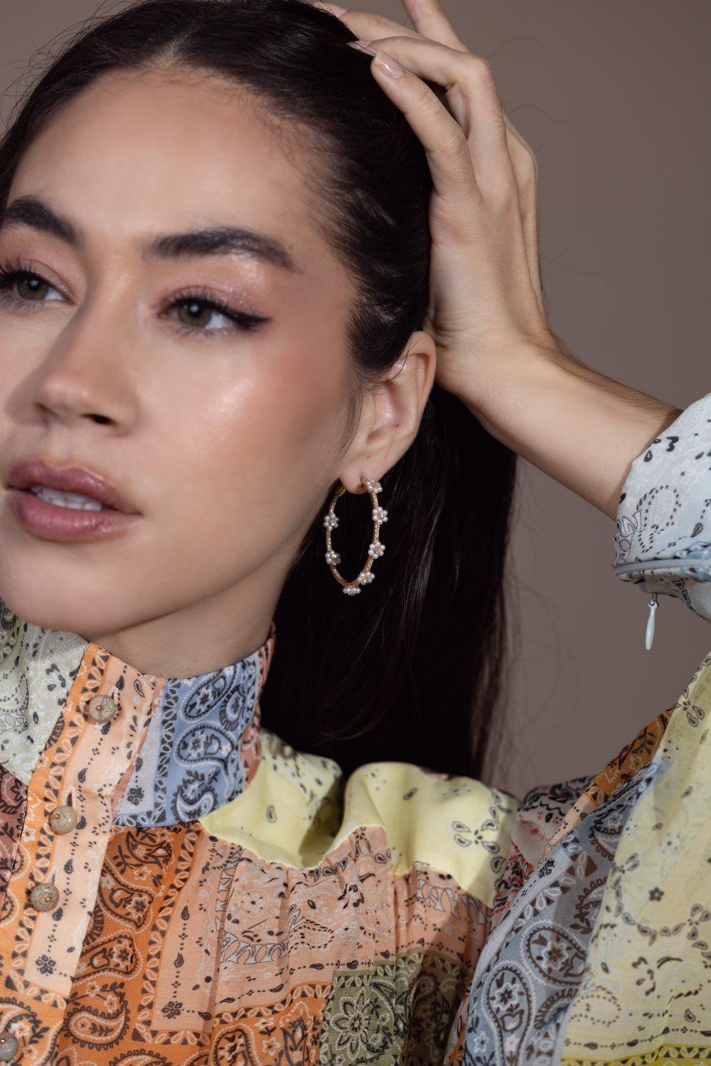 MOKSH-Day Dream Flower Hoop Earrings-