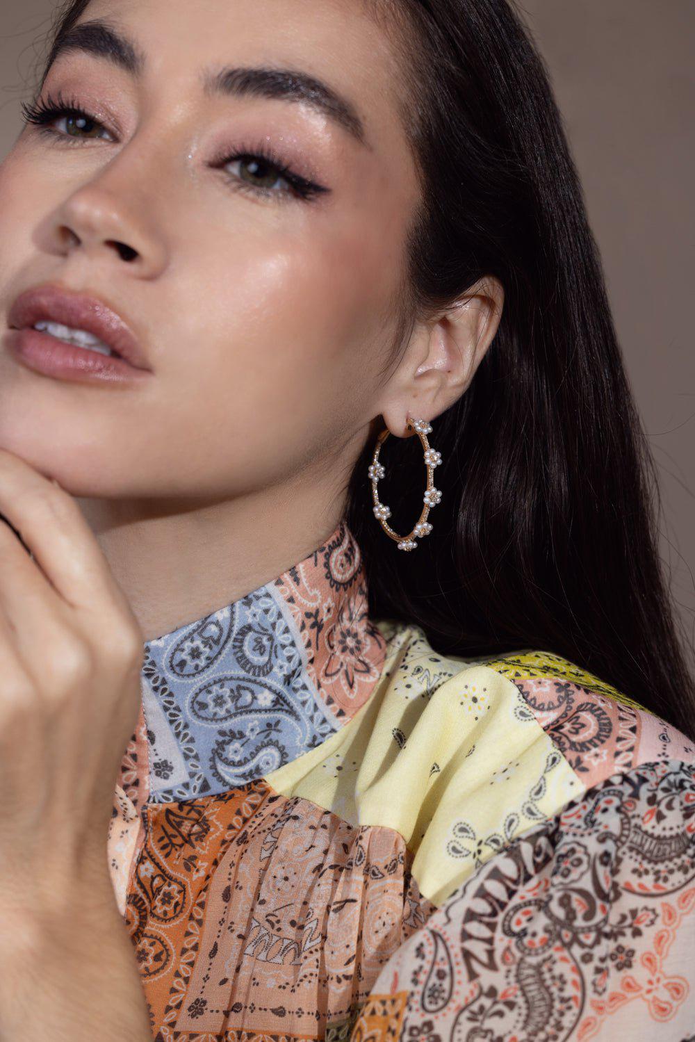 MOKSH-Day Dream Flower Hoop Earrings-