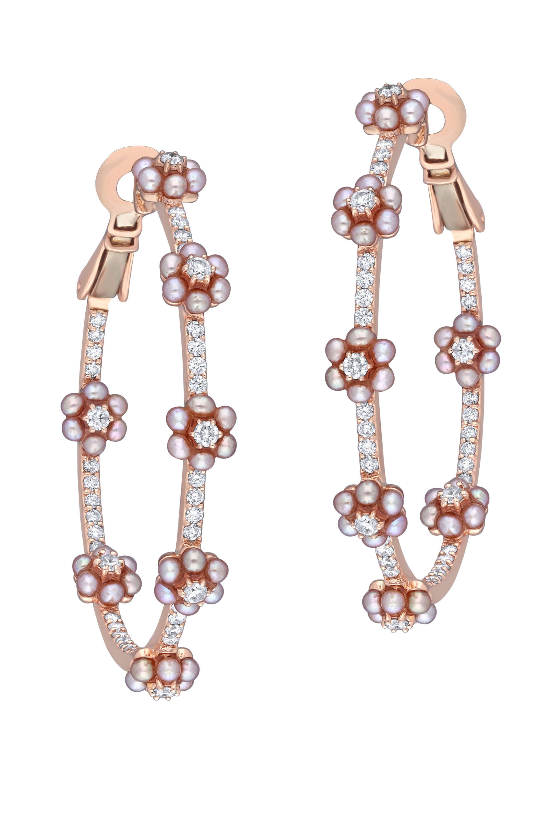 MOKSH-Day Dream Flower Hoop Earrings-ROSE GOLD