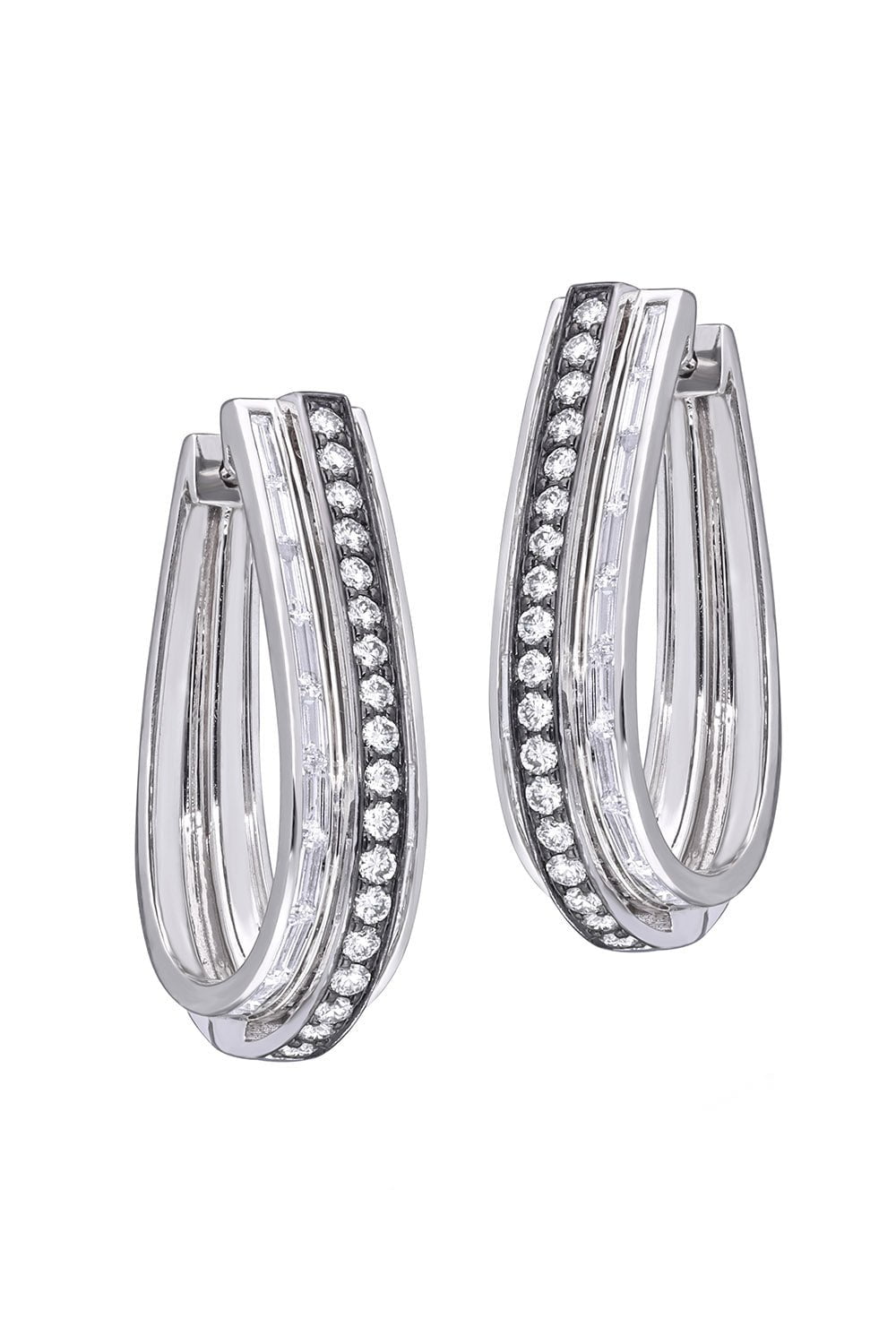 MOKSH-Horseshoe Nurr Earrings-WHITE GOLD