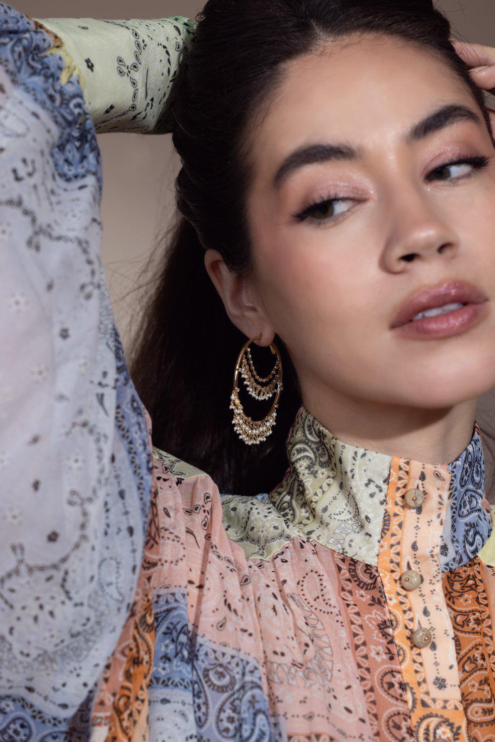 MOKSH-Day Dream Drop Hoop Earrings-YELLOW GOLD