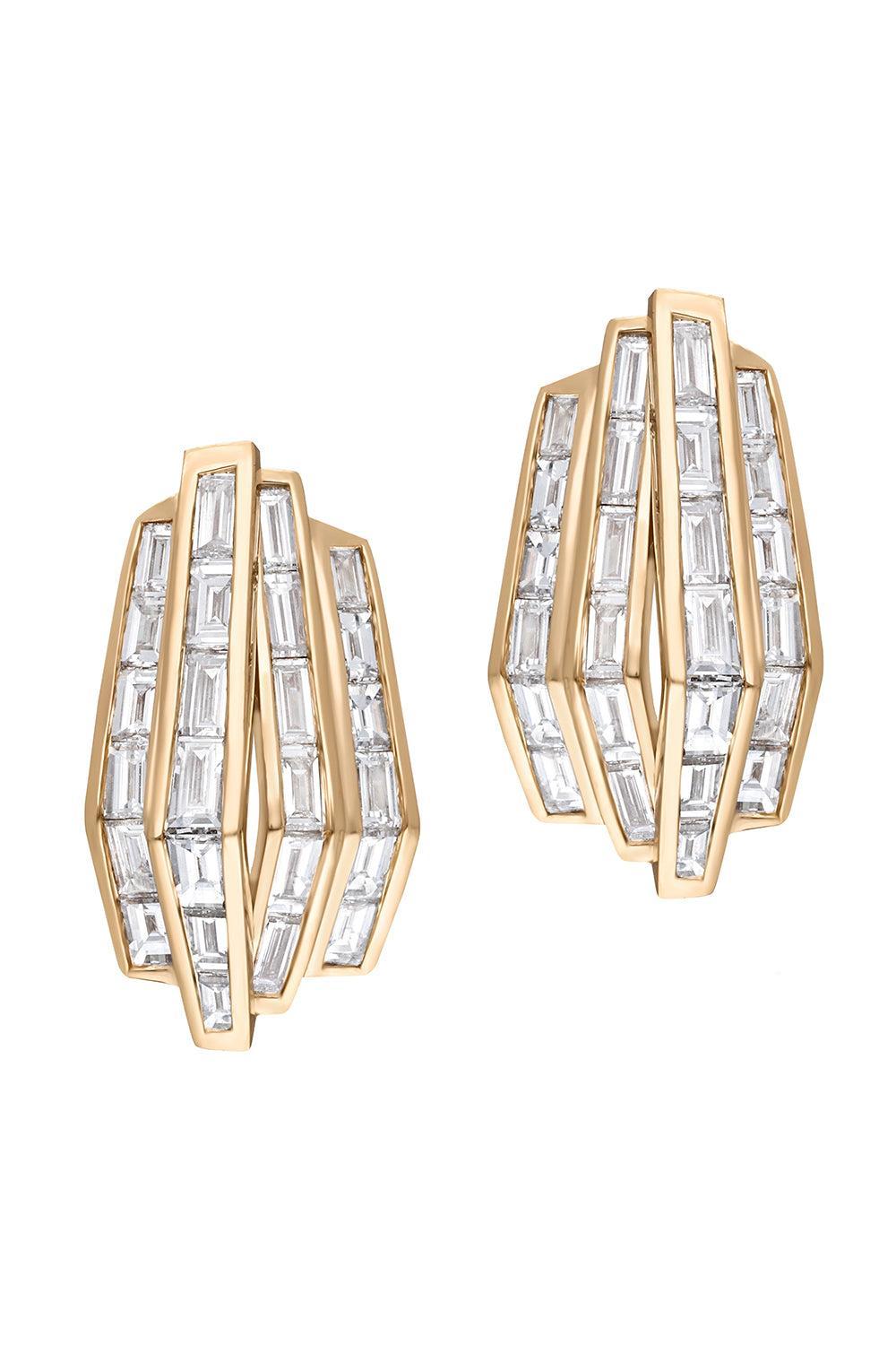 Diamond Four Layer Nuur Earrings-YELLOW GOLD-JEWELRYFINE JEWELEARRING-MOKSH