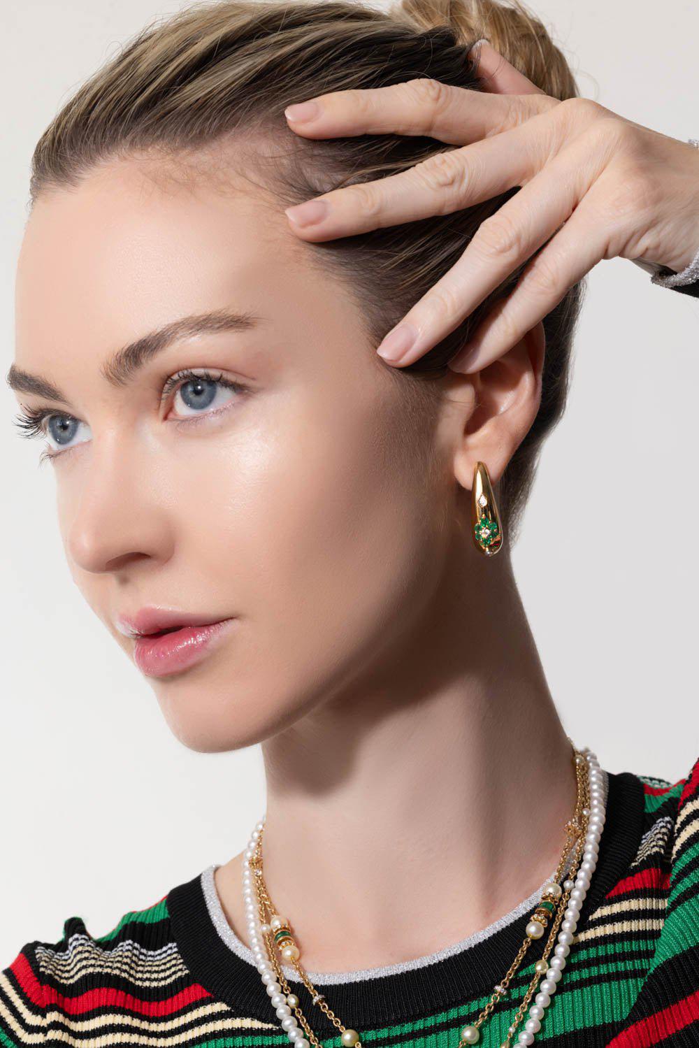 MOKSH-Emerald Kyoto Earrings-YELLOW GOLD