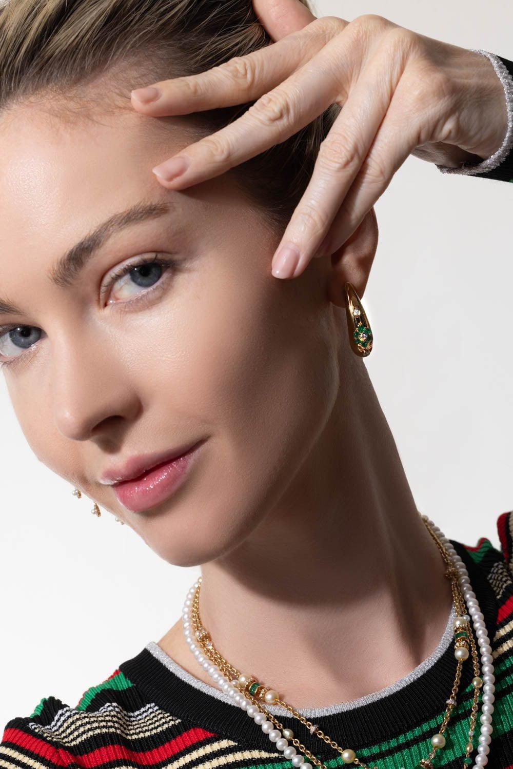 MOKSH-Emerald Kyoto Earrings-YELLOW GOLD