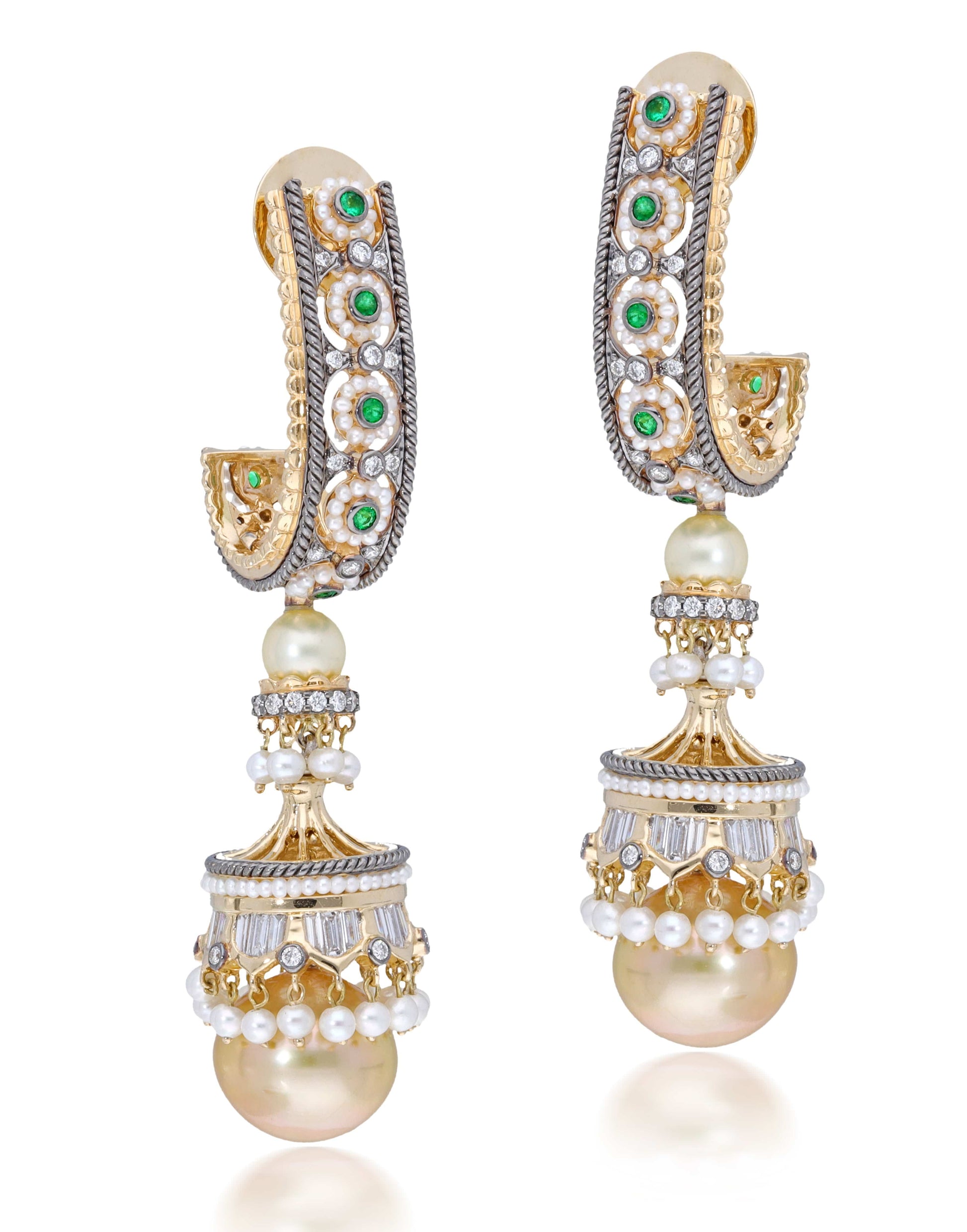 MOKSH-Jodhpur Pearl Fringe Earrings-YELLOW GOLD