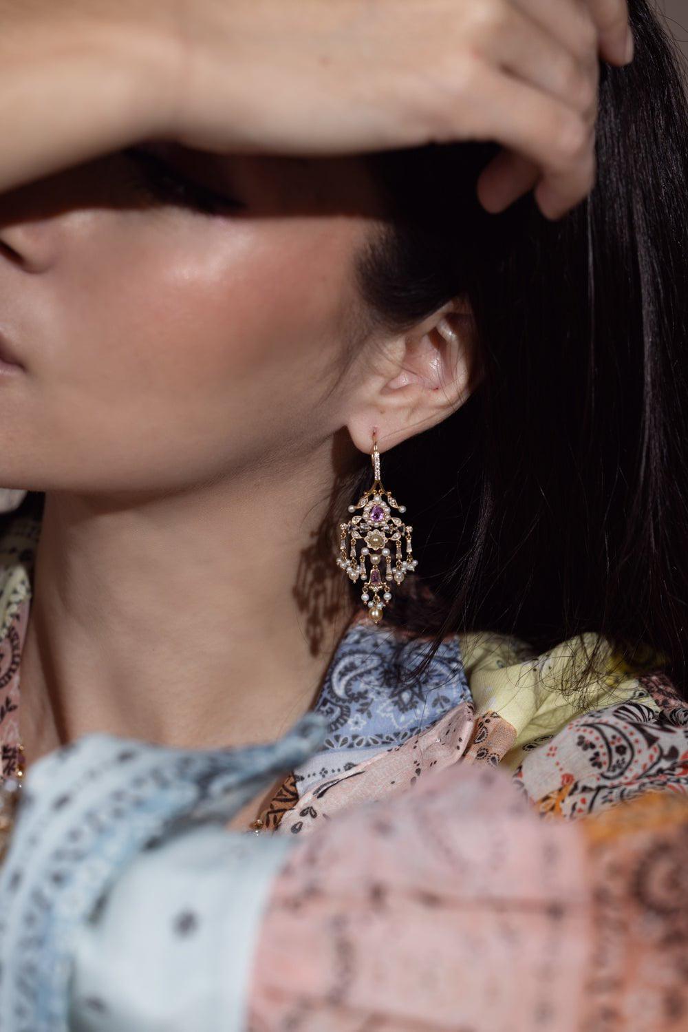 MOKSH-Kyoto Chandelier Earrings-YELLOW GOLD