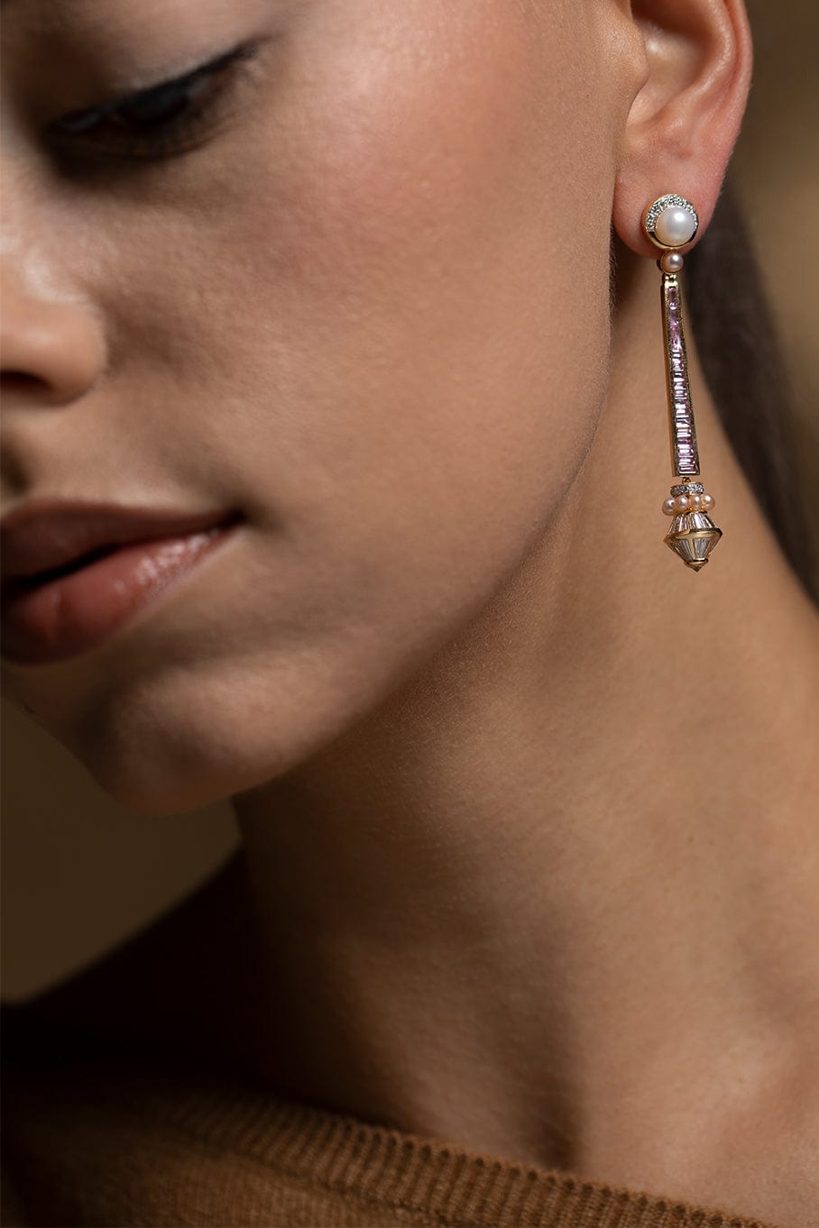 MOKSH-Nuur Pink Sapphire Earrings-YELLOW GOLD