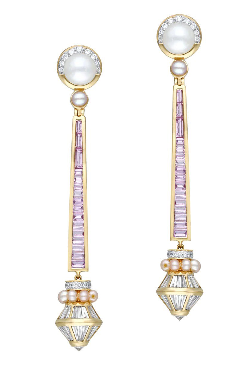 MOKSH-Nuur Pink Sapphire Earrings-YELLOW GOLD